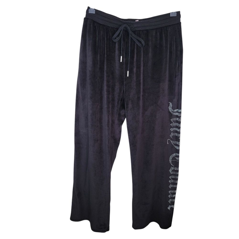 Juicy Couture Velour Rhinestone Wide Leg Pants Size Large